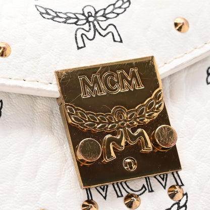 MCM Visetos Mini Accordion Card Wallet White 10 of 10