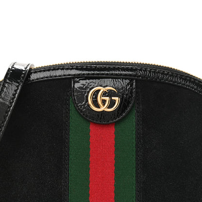 Gucci Suede Patent Web GG Small Ophidia Dome Shoulder Bag Black 8 of 10