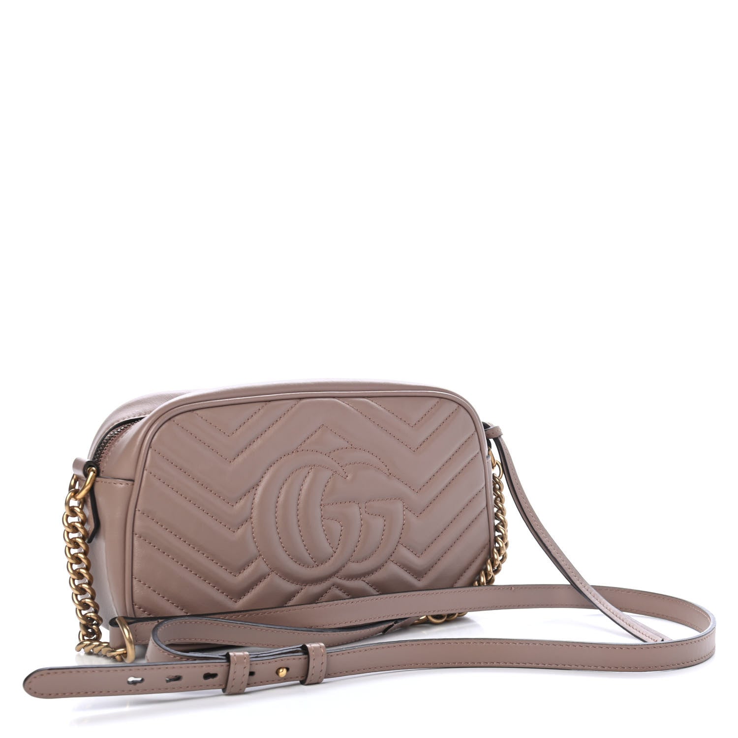 Gucci Calfskin Matelasse Small GG Marmont Chain Shoulder Bag Porcelain Rose 2 of 4