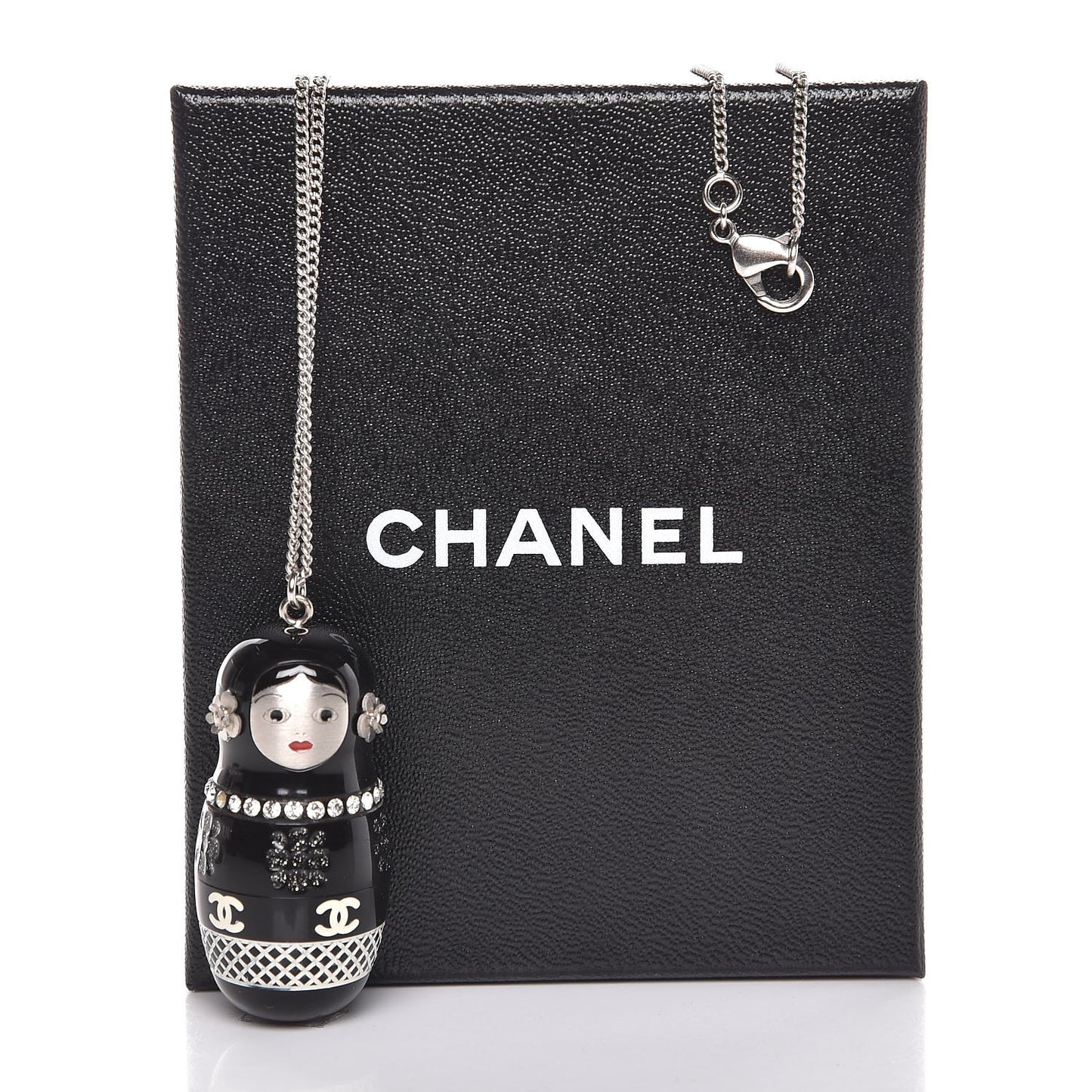 Resin Matryoshka Russian Doll Necklace Black