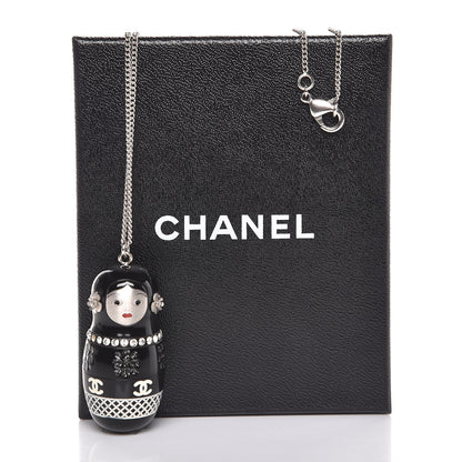 Chanel Resin Matryoshka Russian Doll Necklace Black 6 of 6