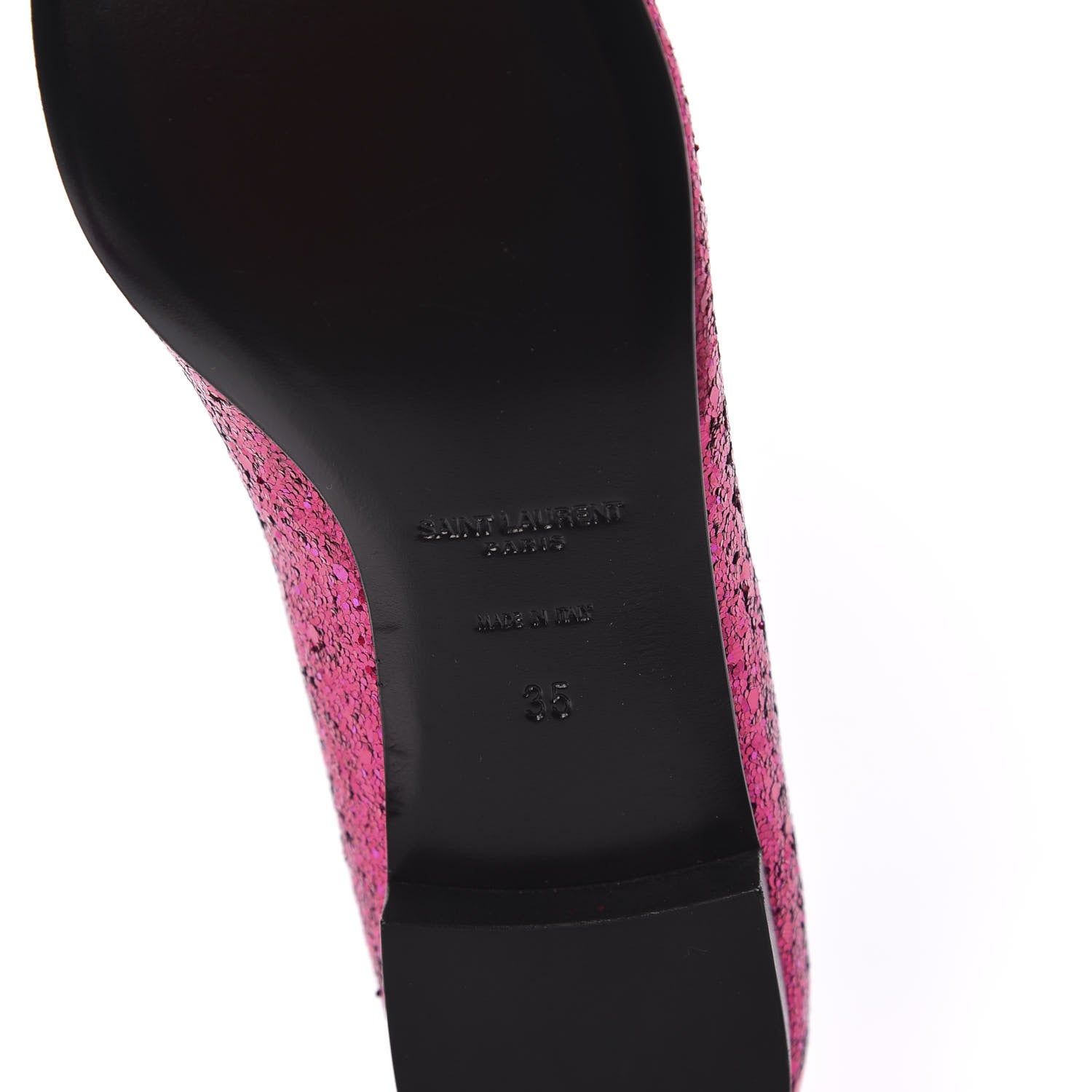 Saint Laurent Metallic Sparkle Fabric Paris Ballet Flat 35 Fuchsia 6 of 8