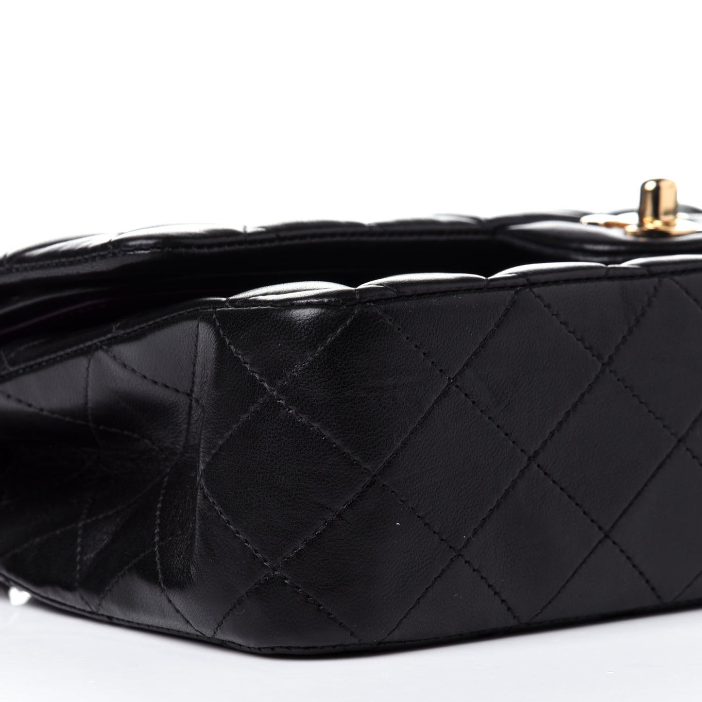 Lambskin Quilted Medium Double Flap Black