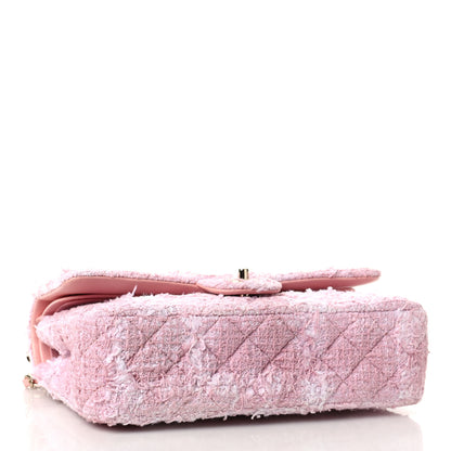 Chanel Tweed Medium Double Flap Light Pink White 4 of 10