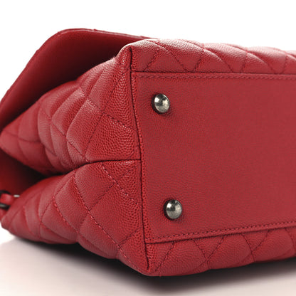 Chanel Caviar Quilted Small Coco Handle Flap Red 9 of 11