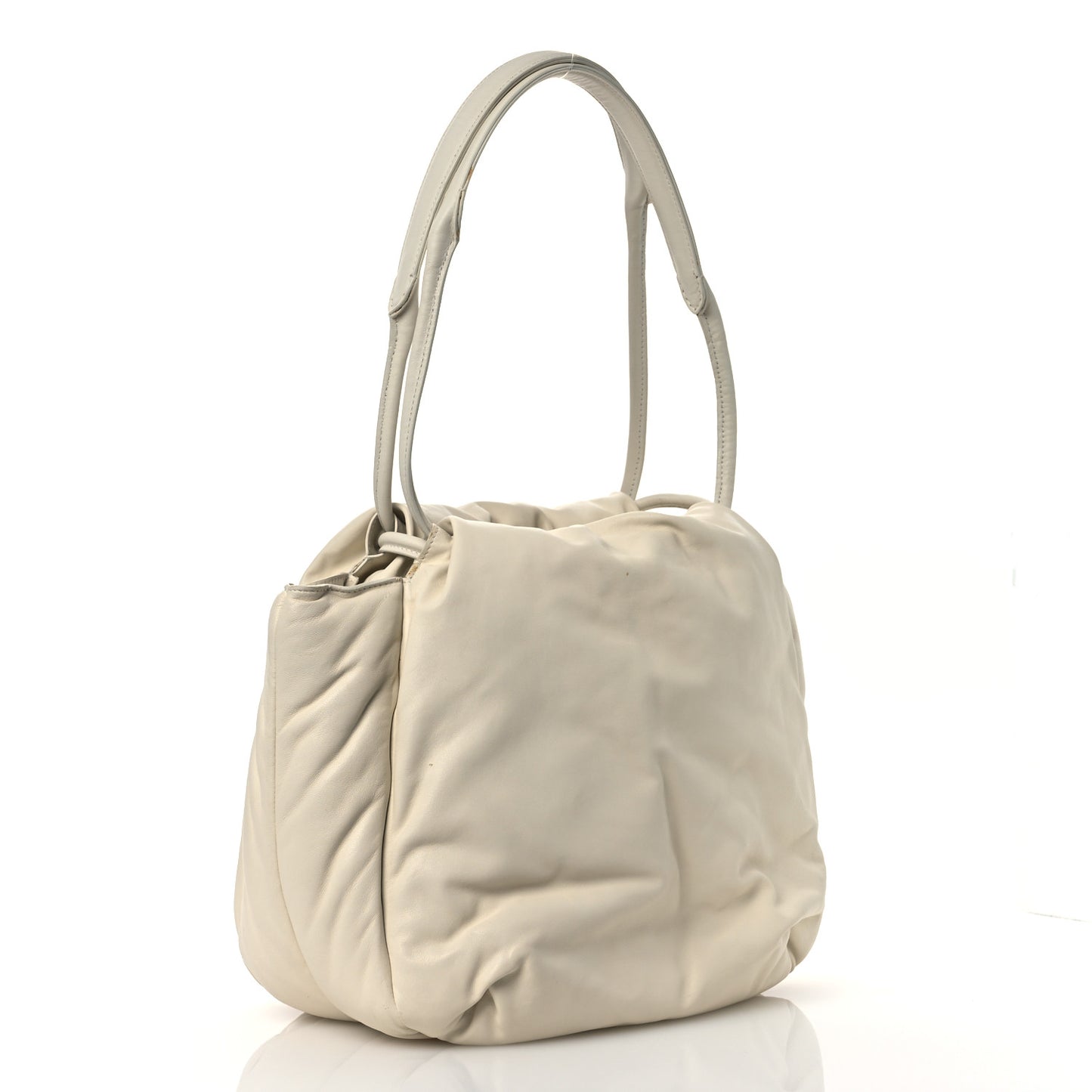 Goatskin Pillow Bucket Bag White