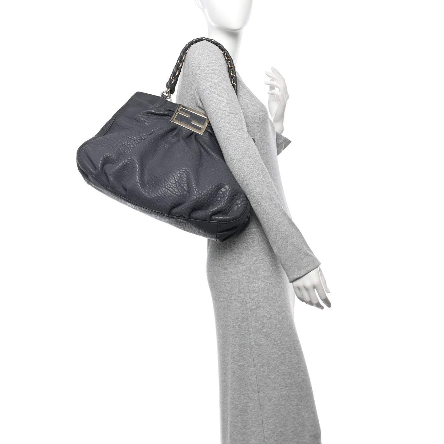 Crinkled Lambskin Mia Tote Blue
