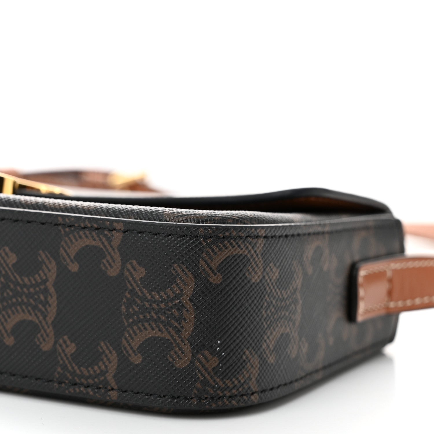 Celine Canvas Calfskin Triomphe Shoulder Bag Tan 10 of 10