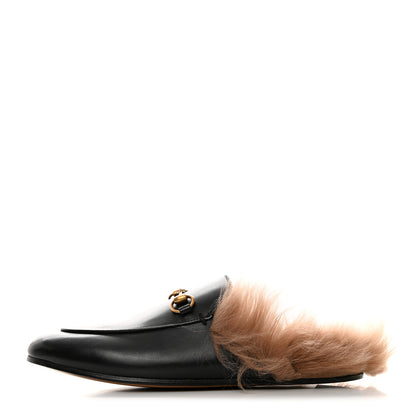 Gucci Calfskin Fur Womens Princetown Slippers 39 Black 1 of 8