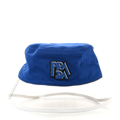 Prada Cotton PVC Logo Embroidered Womens Bucket Hat M Blue 3 of 8