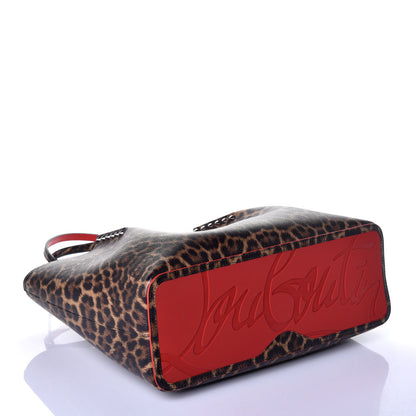 Christian Louboutin Calfskin Empire Leopard Print Spiked Large Cabarock Shopper Tote Brown 4 of 8