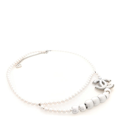 Chanel Pearl Resin CC Double Strand Belt Silver 1 of 3