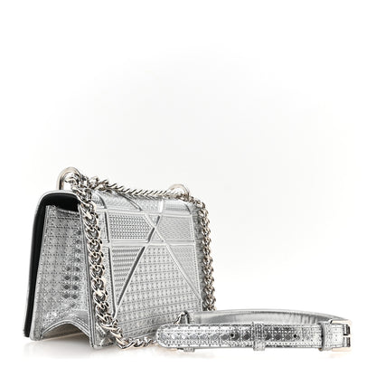 Christian Dior Metallic Patent Micro-Cannage Small Diorama Flap Bag Silver 3 of 9