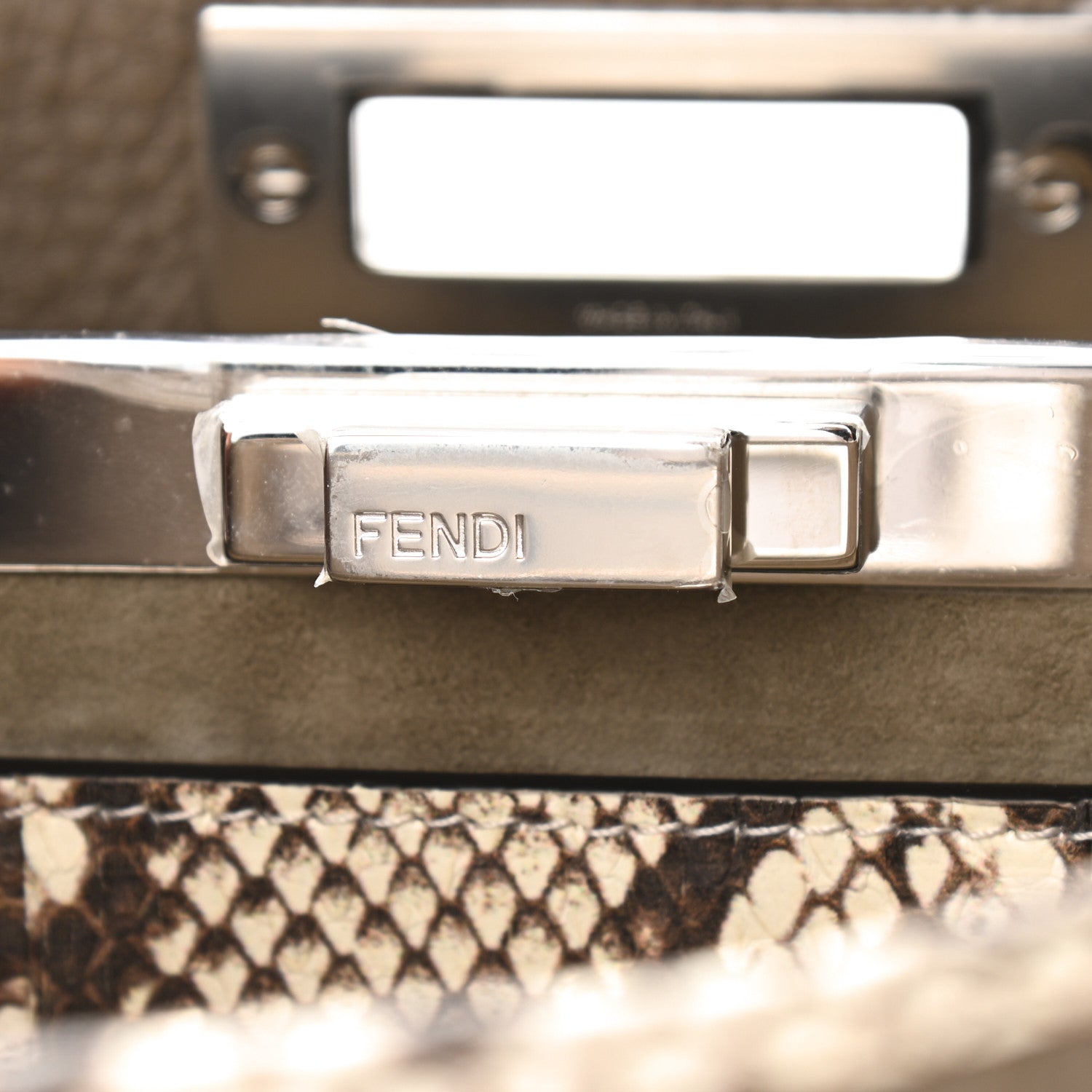 Fendi Cuoio Romano Elaphe Chamois Python Print Medium Peekaboo I SEE U Satchel Tartufo 5 of 8