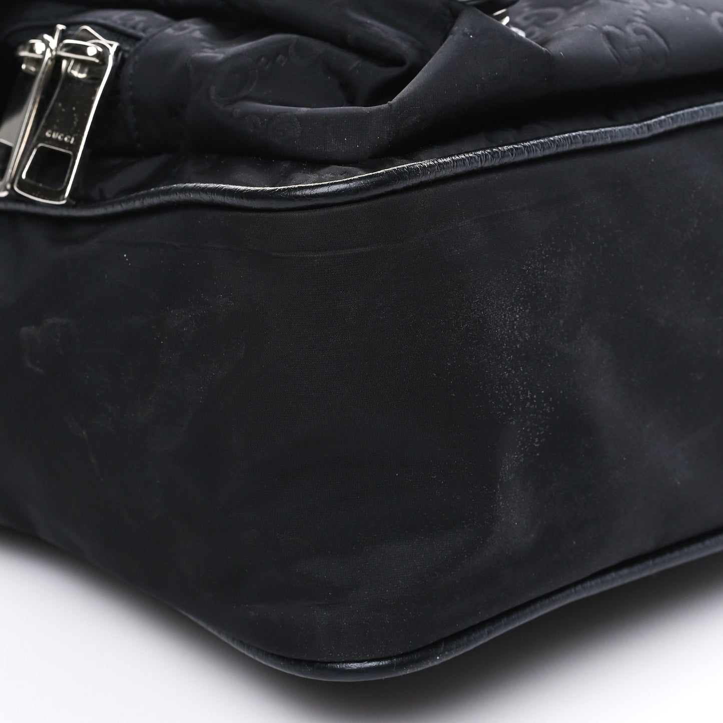 Nylon Monogram Double Buckle Flap Messenger Bag Black