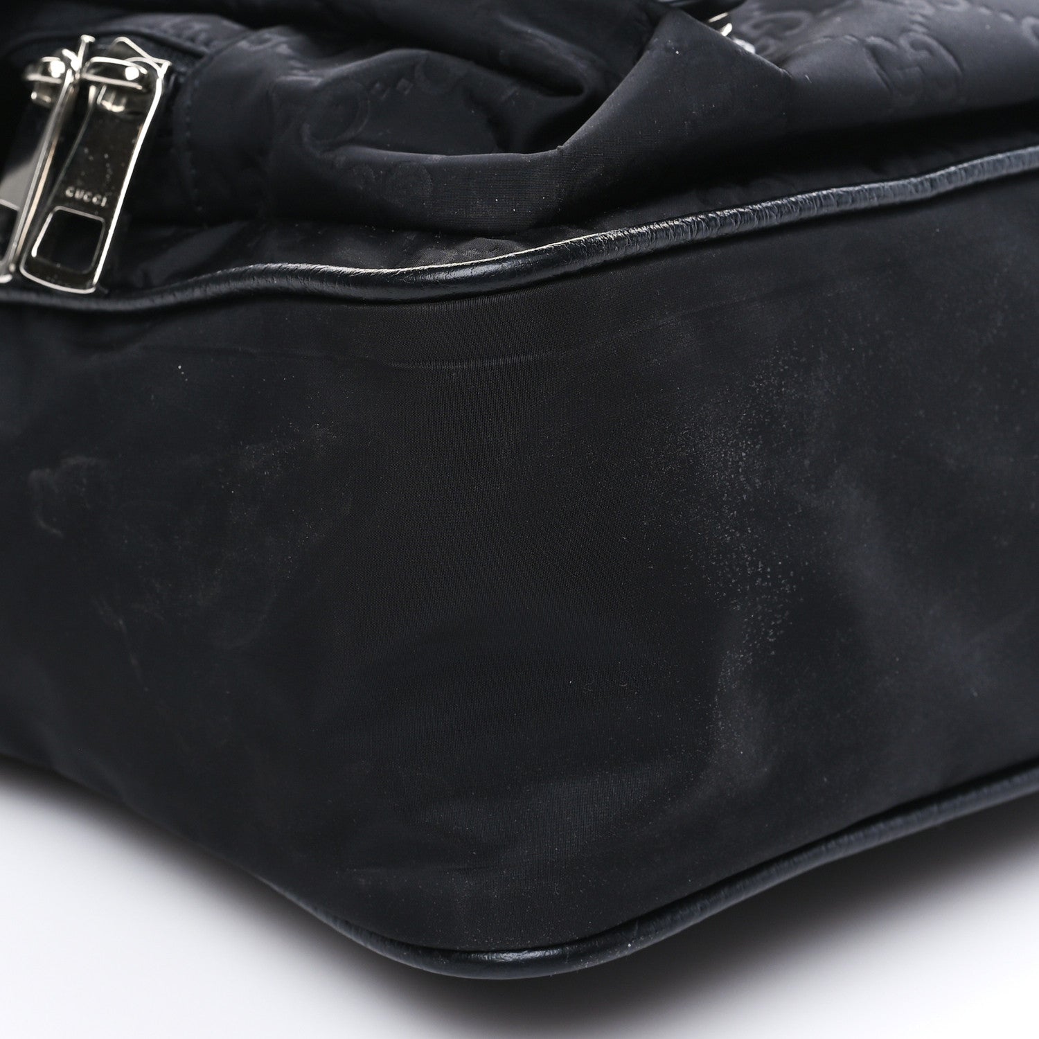 Gucci Nylon Monogram Double Buckle Flap Messenger Bag Black 8 of 9