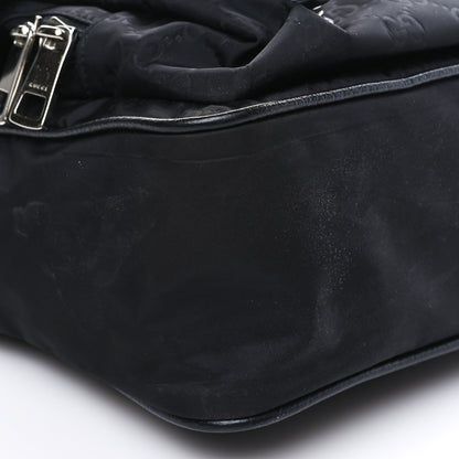 Gucci Nylon Monogram Double Buckle Flap Messenger Bag Black 8 of 9