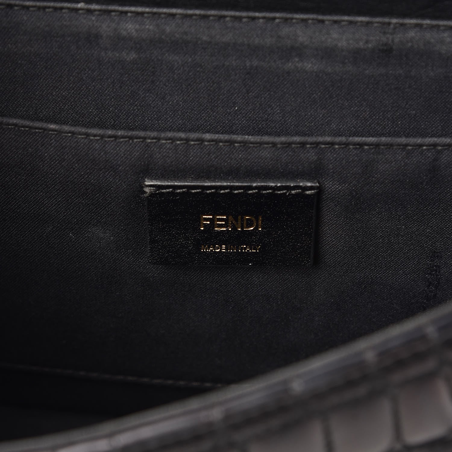 Fendi Nappa Calfskin Crocodile Trapuntata Demi Jour Shoulder Bag Black 7 of 19
