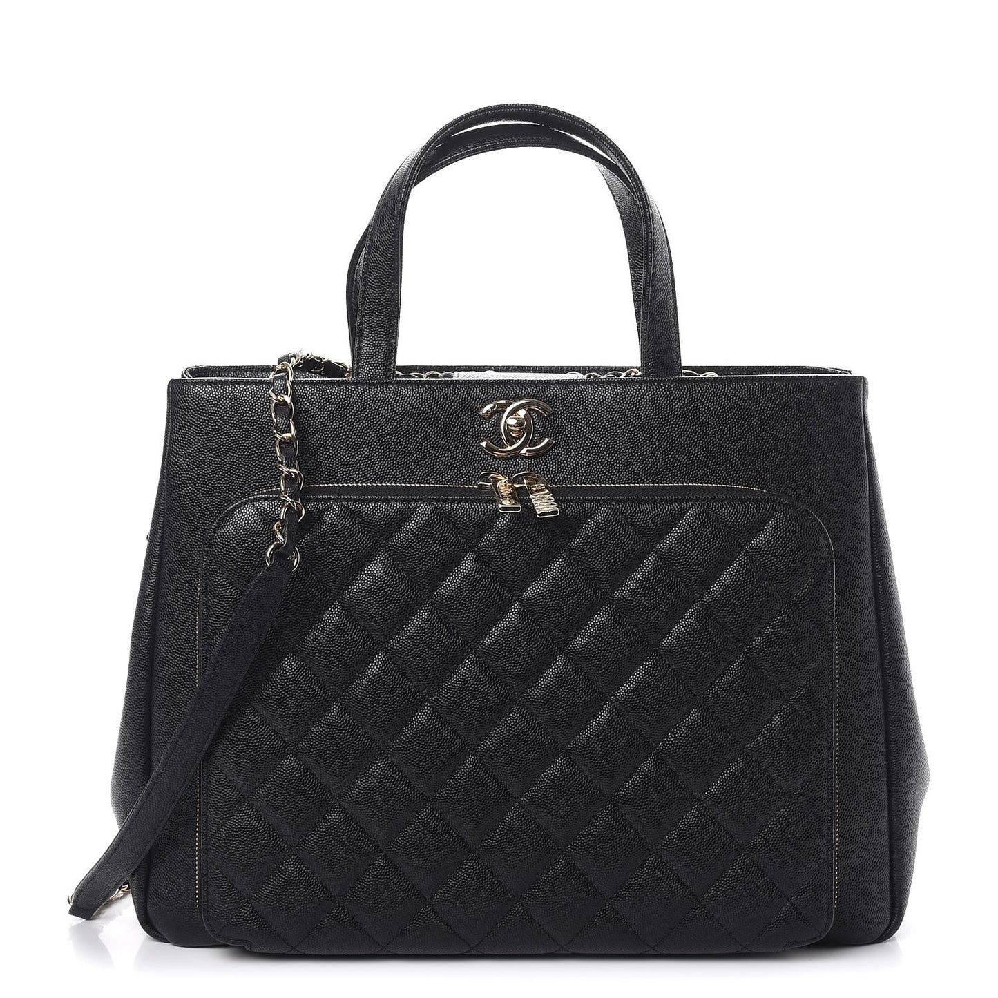 Caviar Quilted Large Business Affinity Shopping Bag Black