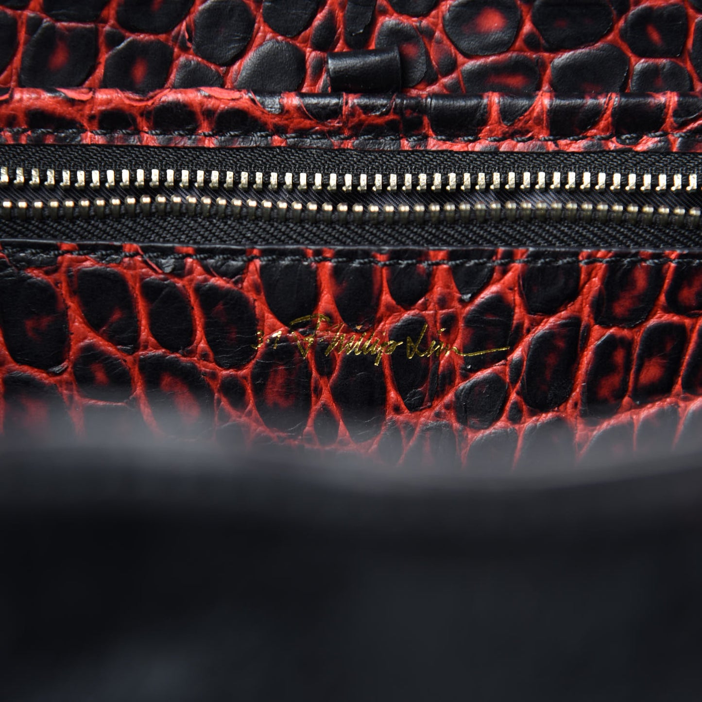 3.1 Calf Hair Calfskin Crocodile Embossed Medium Pashli Satchel Antique Red Black