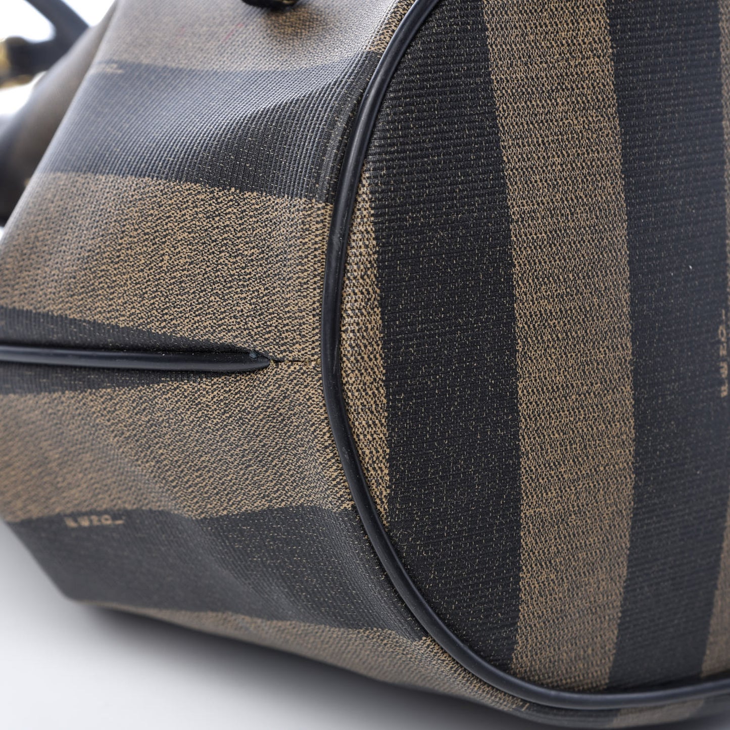 Calfskin Coated Canvas Pequin Bucket Bag Tobacco
