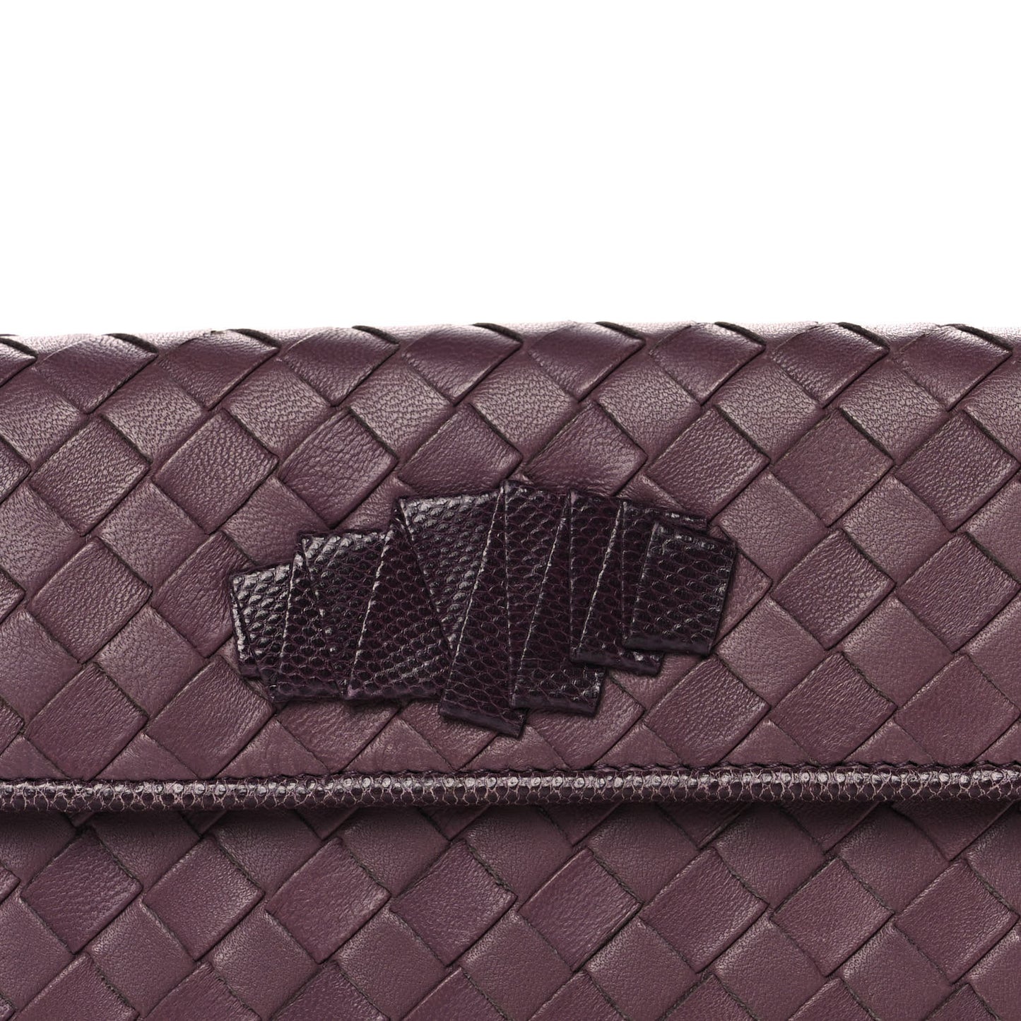 Nappa Ayers Intrecciato Continental Flap Wallet Aubergine