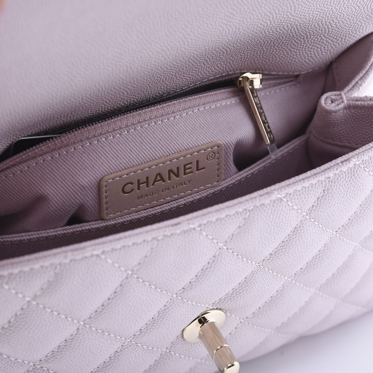Caviar Quilted Mini Coco Handle Flap Lilas Lilac