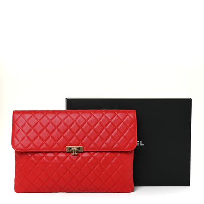 Chanel Caviar Quilted Large Golden Class Pouch Red 11 of 11