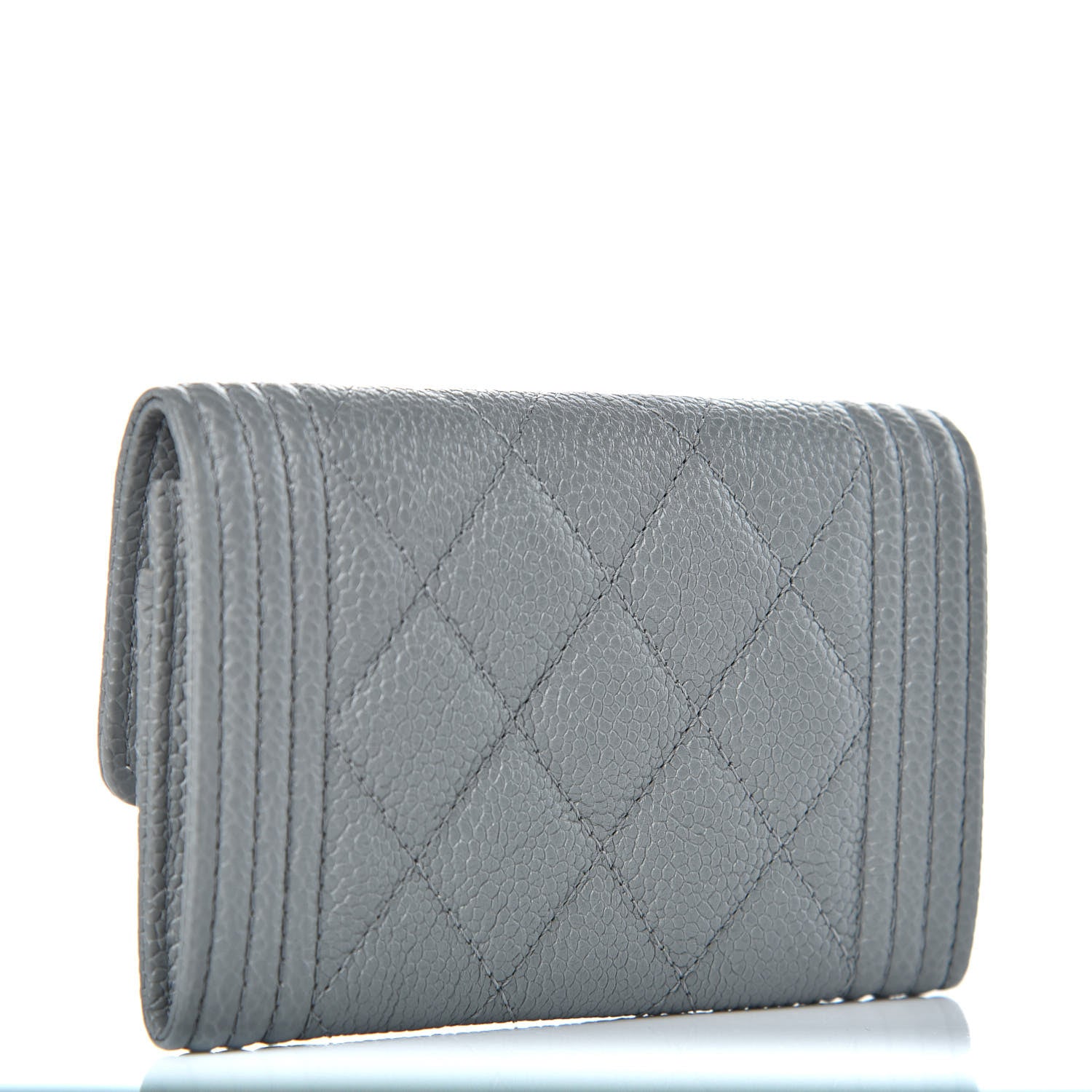 Chanel Caviar Quilted Boy Flap Card Holder Flap Grey 3 of 8