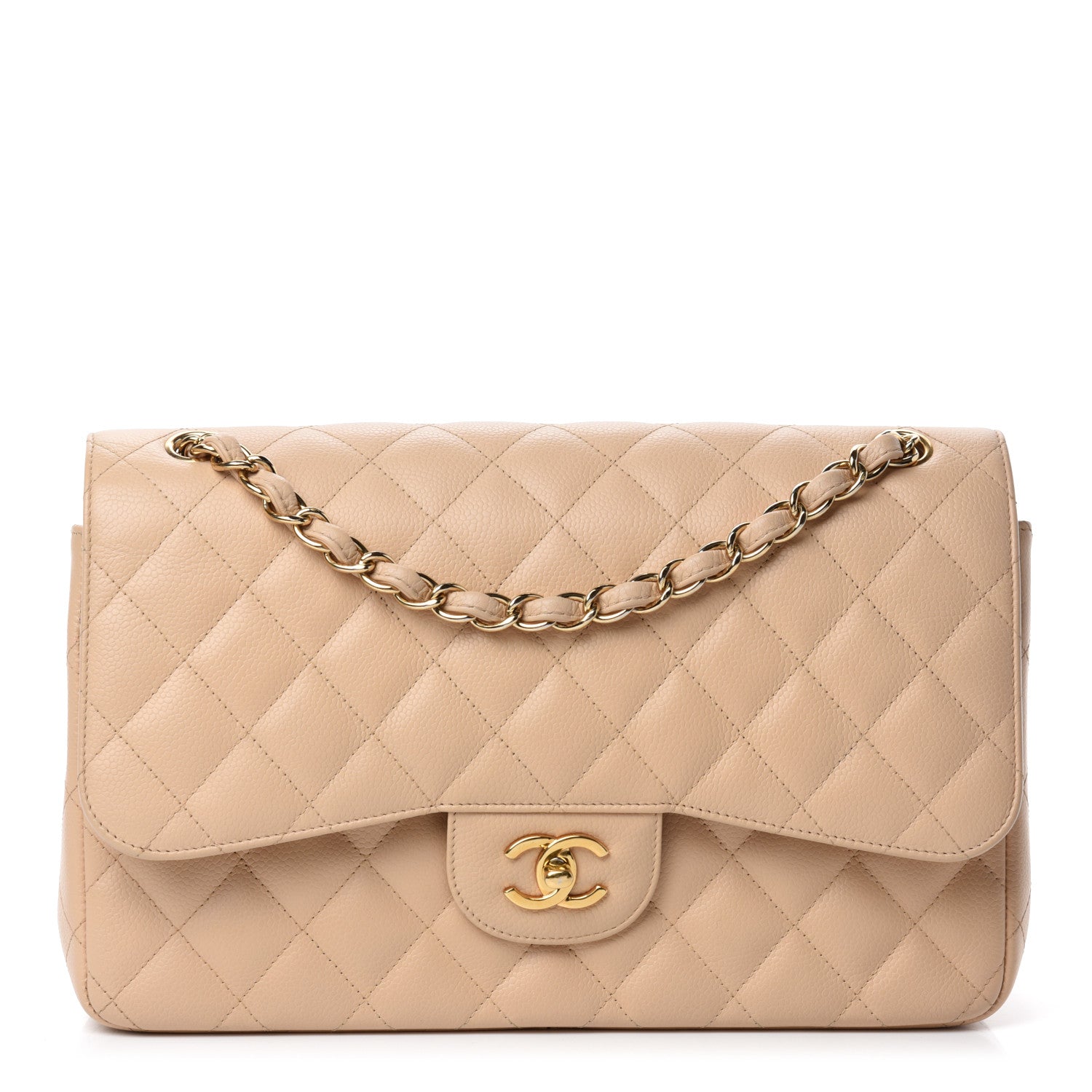 Chanel Caviar Quilted Jumbo Double Flap Beige Clair 1 of 11