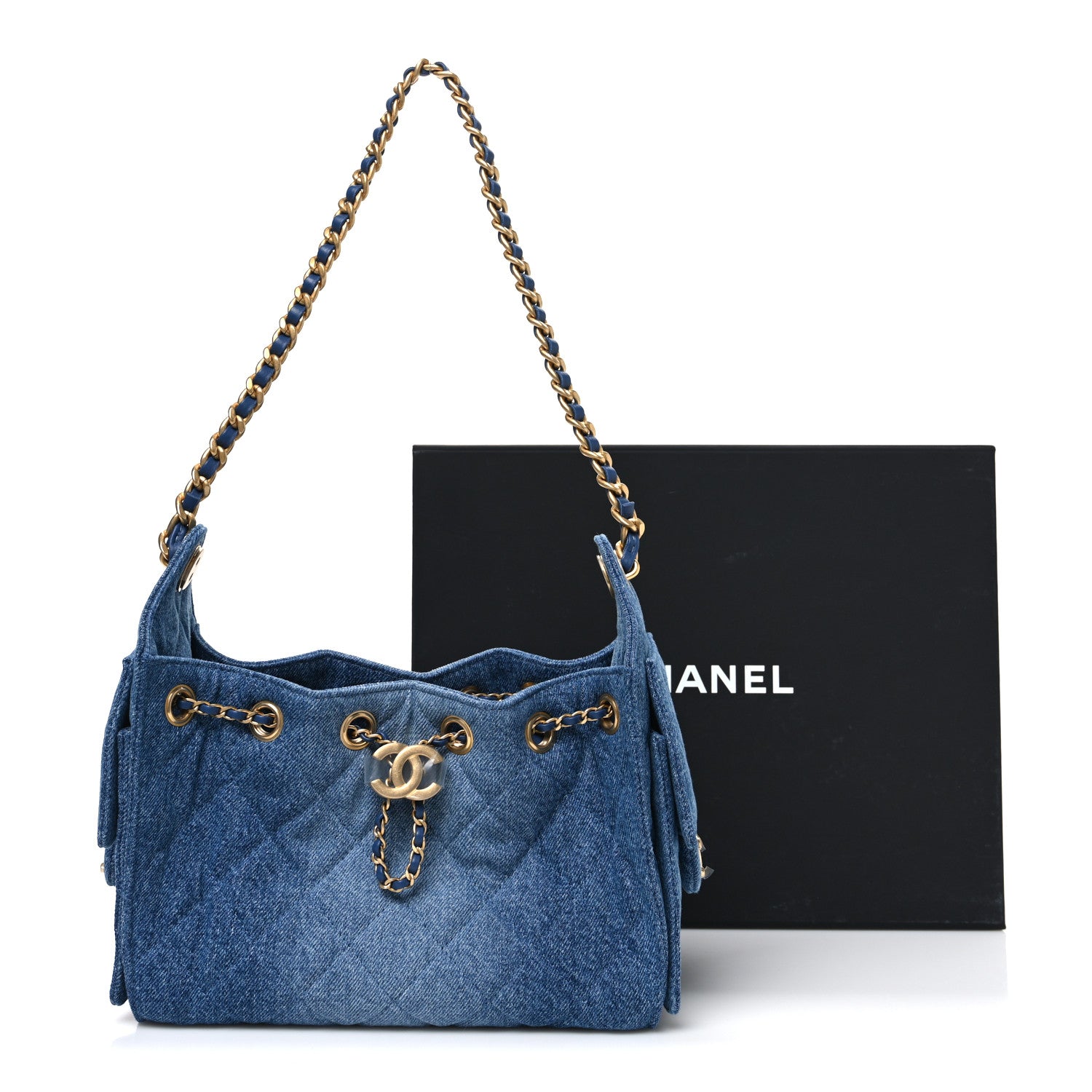 Chanel Washed Denim Quilted Mini Chanel 25 Handbag Blue 1816443