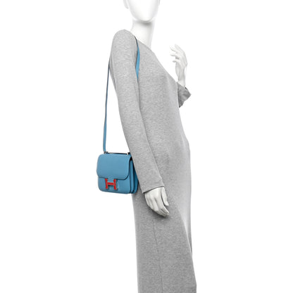Hermes Epsom Enamel Constance 18 Bleu Du Nord Rouge de Coeur 2 of 13
