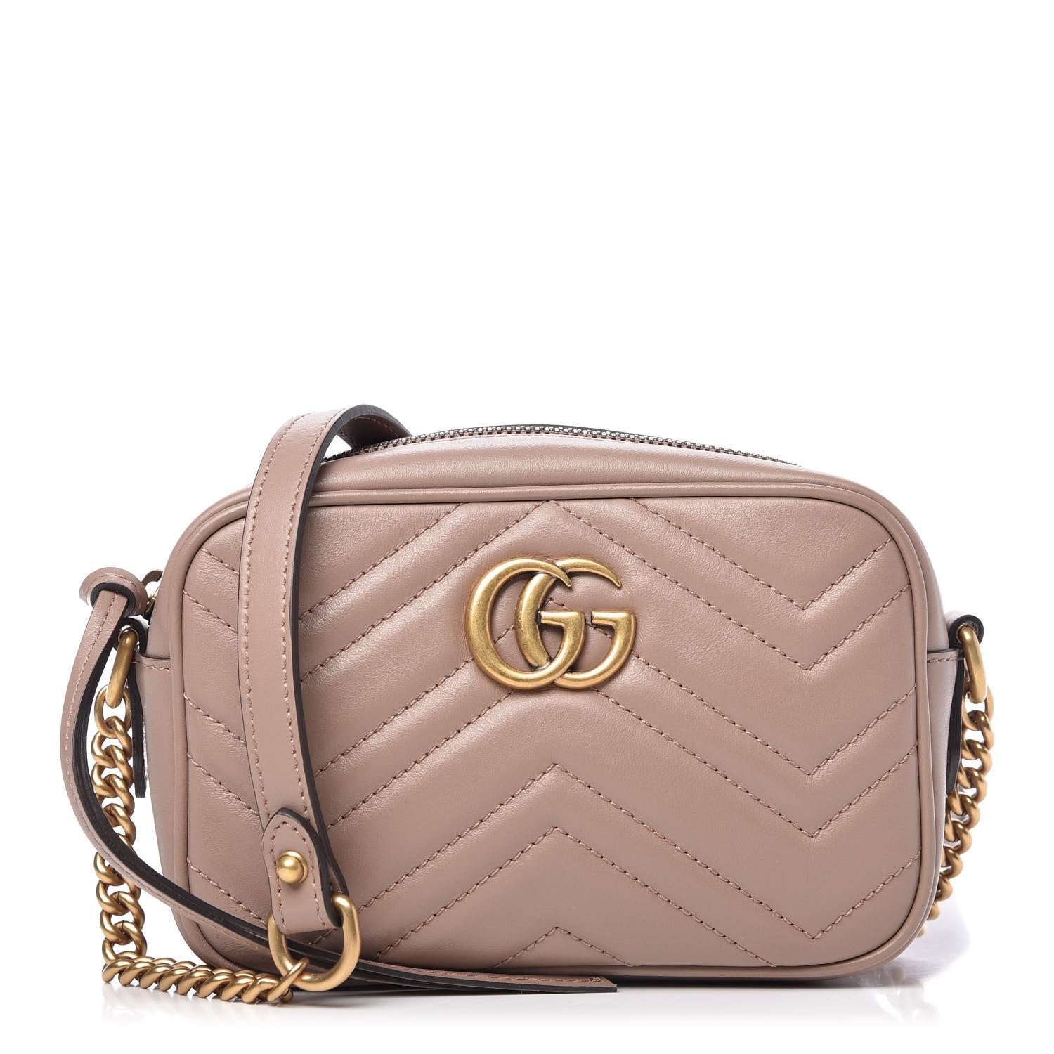 Gucci Calfskin Matelasse Mini GG Marmont Chain Shoulder Bag Porcelain Rose 1 of 10