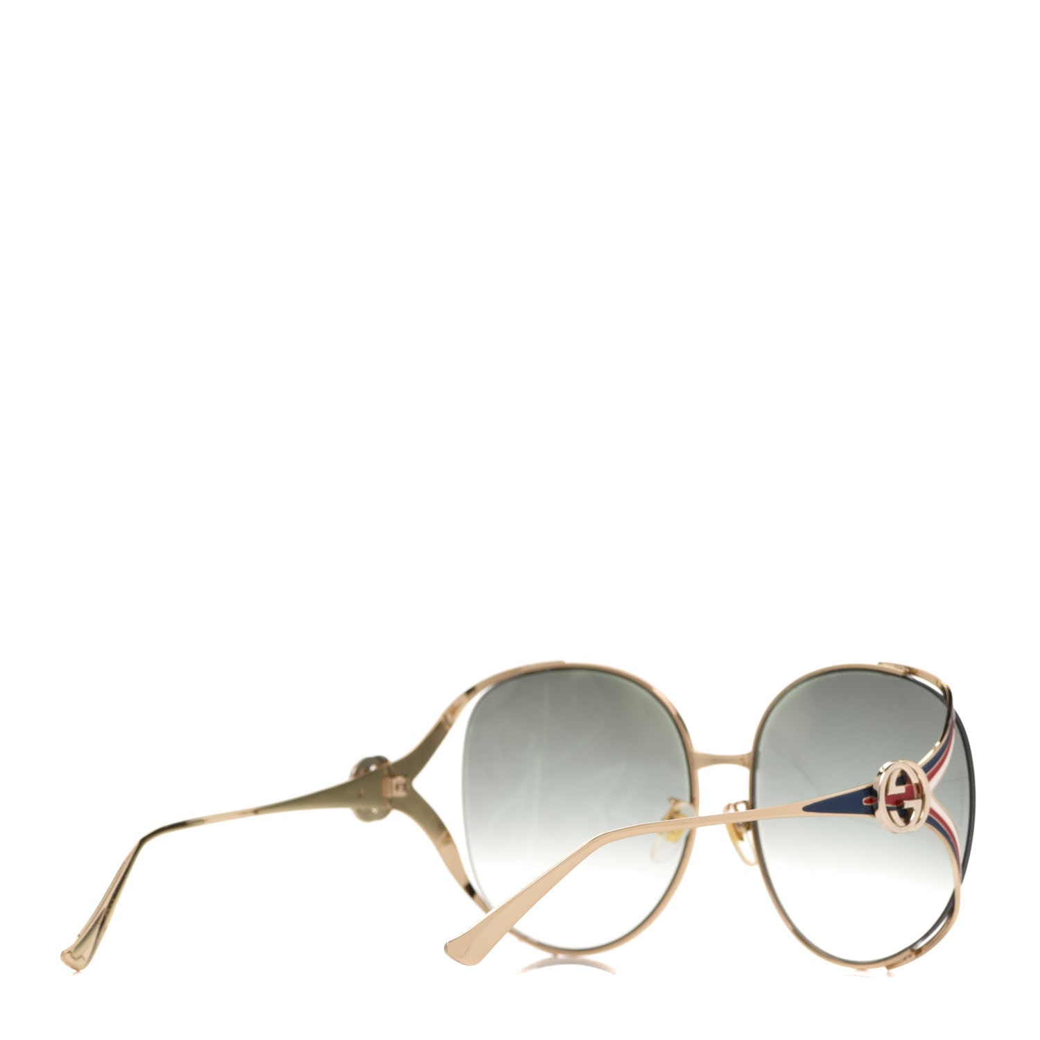 Gucci Metal Oversized Round Frame GG0225S Sunglasses Gold 4 of 5