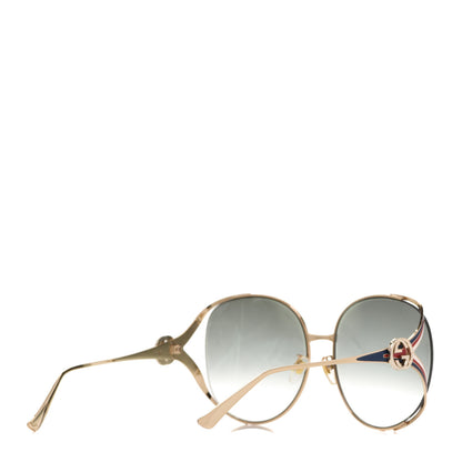 Gucci Metal Oversized Round Frame GG0225S Sunglasses Gold 4 of 5