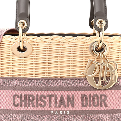 Christian Dior Wicker Oblique Medium Lady Dior Bag Pink Grey 8 of 11