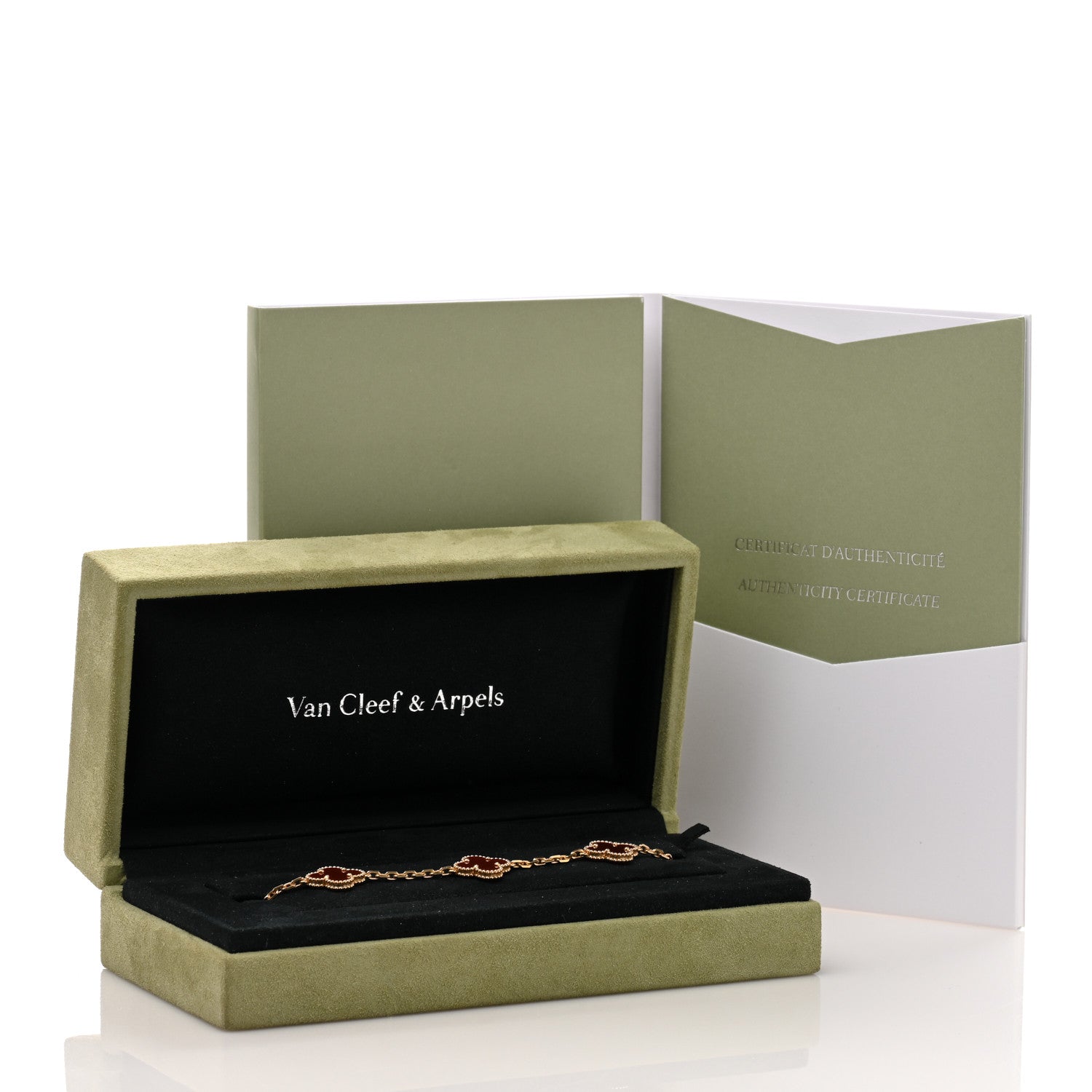 Van Cleef & Arpels 18K Yellow Gold Carnelian 5 Motifs Vintage Alhambra Bracelet 4 of 4