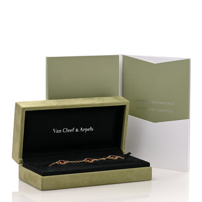 Van Cleef & Arpels 18K Yellow Gold Carnelian 5 Motifs Vintage Alhambra Bracelet 4 of 4