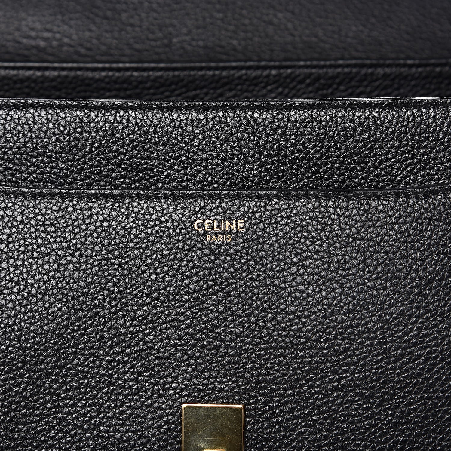 Celine Grained Calfskin Classique 16 Top Handle Bag Black 6 of 11