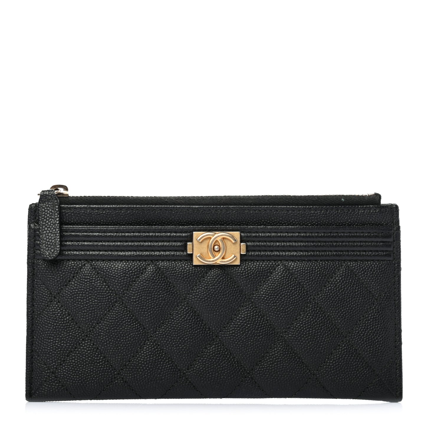 Caviar Quilted Classic Zip Boy Pouch Black