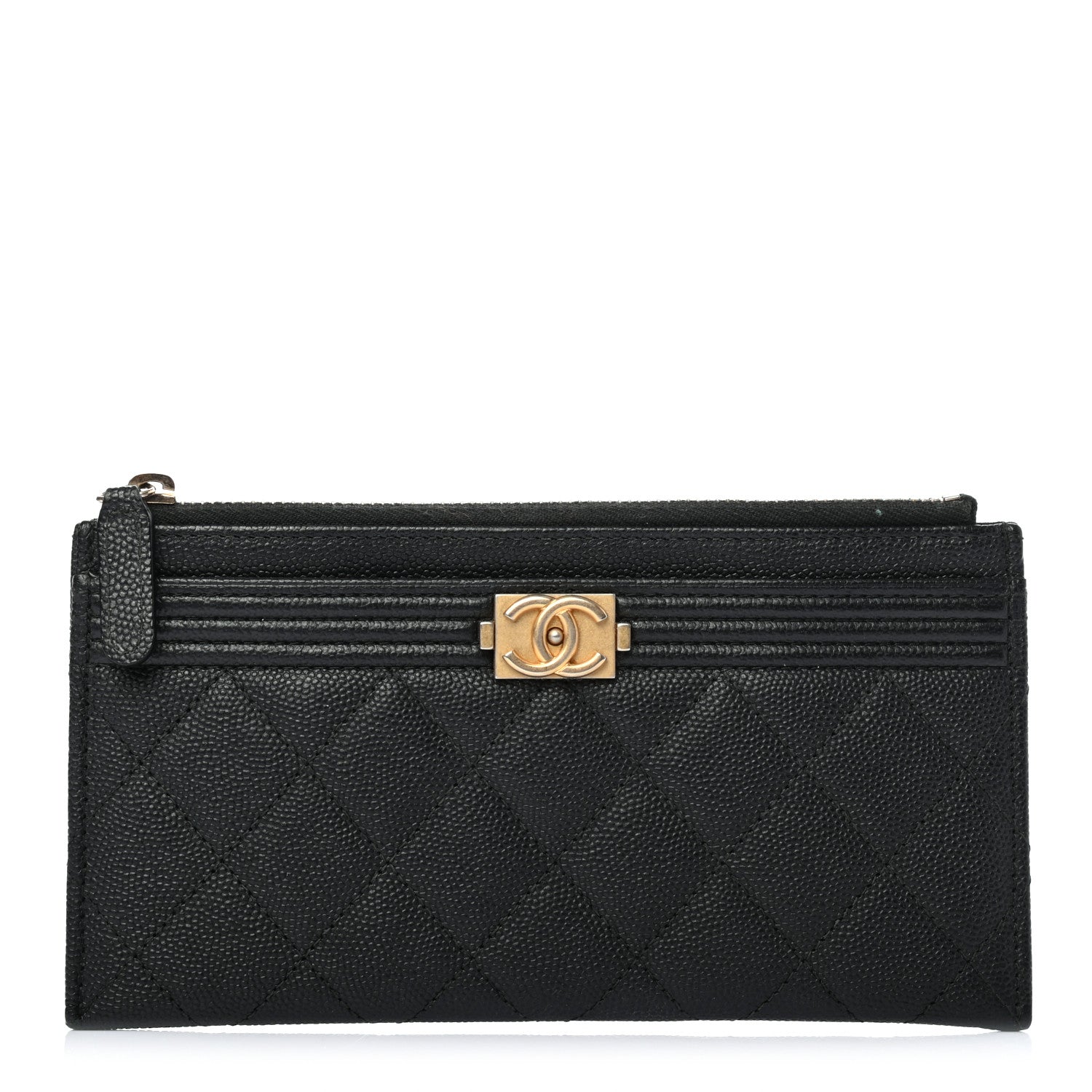 Chanel Caviar Quilted Classic Zip Boy Pouch Black 1 of 7