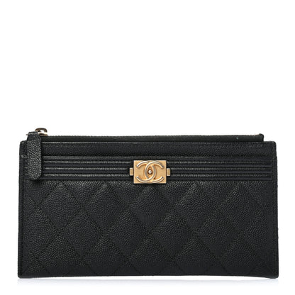 Chanel Caviar Quilted Classic Zip Boy Pouch Black 1 of 7