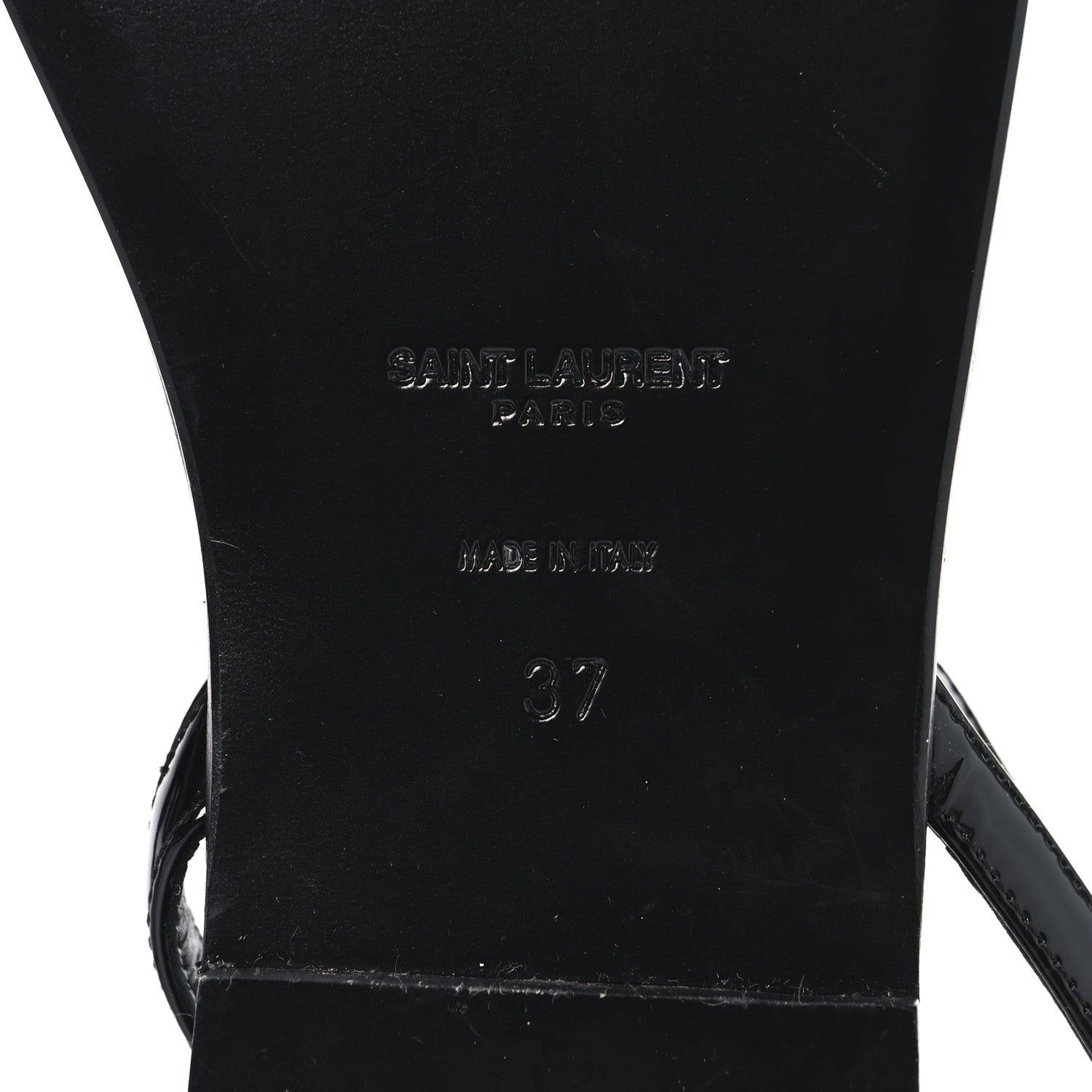 Saint Laurent Patent Calfskin Nu Pieds 05 Sandals 37 Black 8 of 9