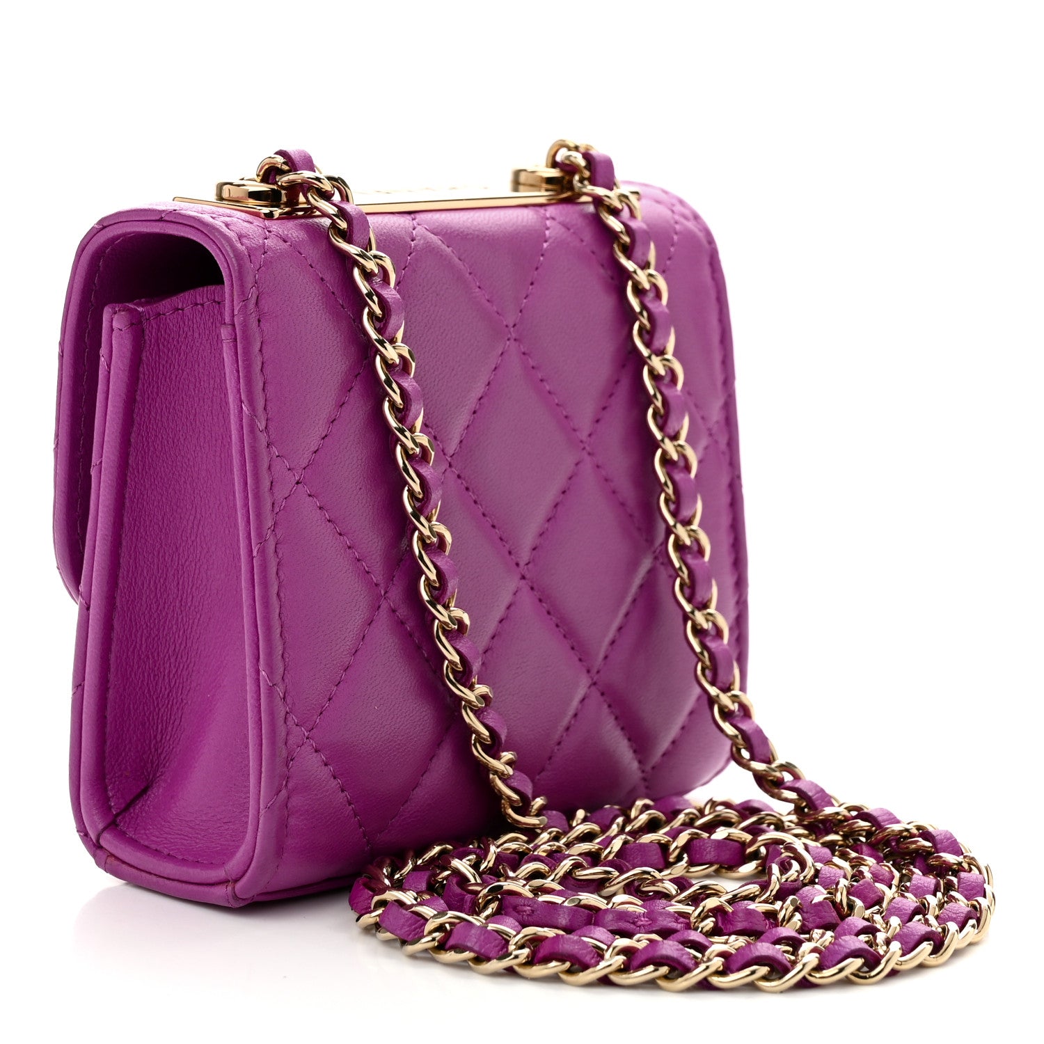 Chanel Lambskin Quilted Mini Trendy CC Clutch With Chain Purple 3 of 11