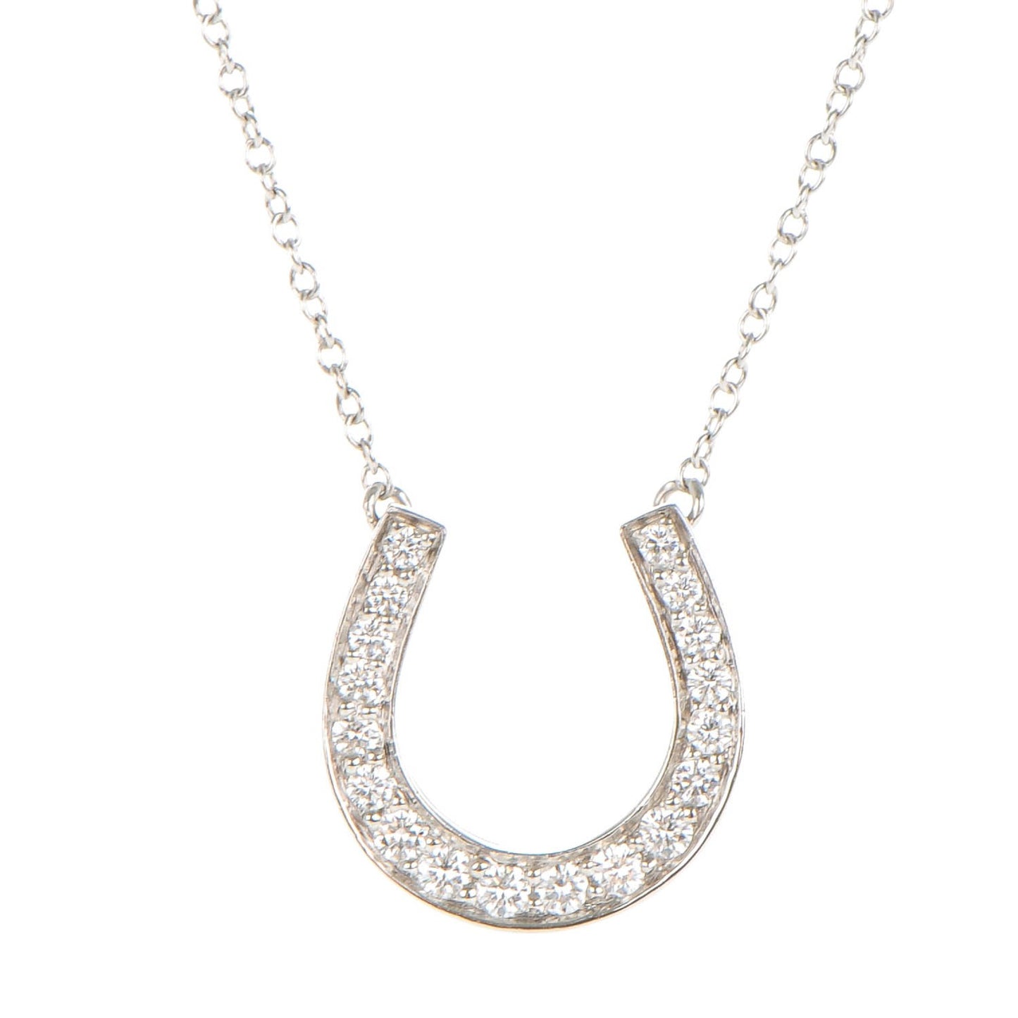 Platinum Diamond Horseshoe Pendant Necklace