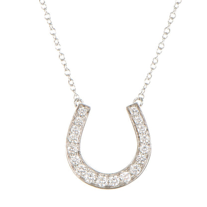 Tiffany Platinum Diamond Horseshoe Pendant Necklace 3 of 6