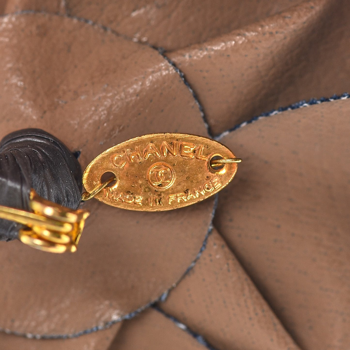 Denim Camellia Pin Brooch Blue