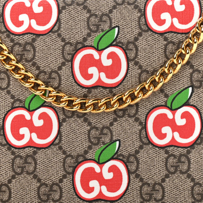 Gucci GG Supreme Monogram Apple Chain Wallet Beige Multicolor Lobster Red 8 of 10
