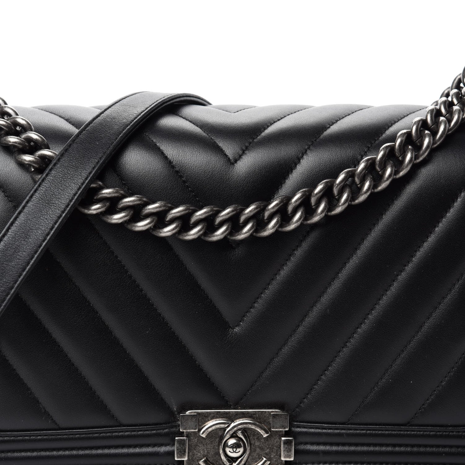 Chanel Calfskin Chevron Quilted New Medium Boy Flap Black 11 of 12