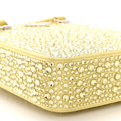 Prada Satin Crystal Metal Triangle Logo Small Double Handle Crossbody Tote Ananas 9 of 11